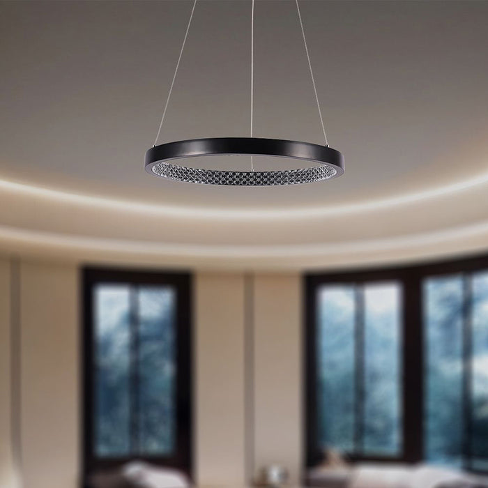 LED PENDANT 19W 4000K 40CM CRYSTAL BLACK V-TAC