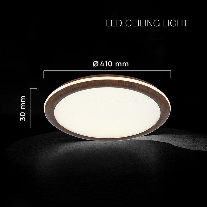LED CEILING LIGHT 36W 41CM 3CCT WOOD REMOTE CONTROL V-TAC