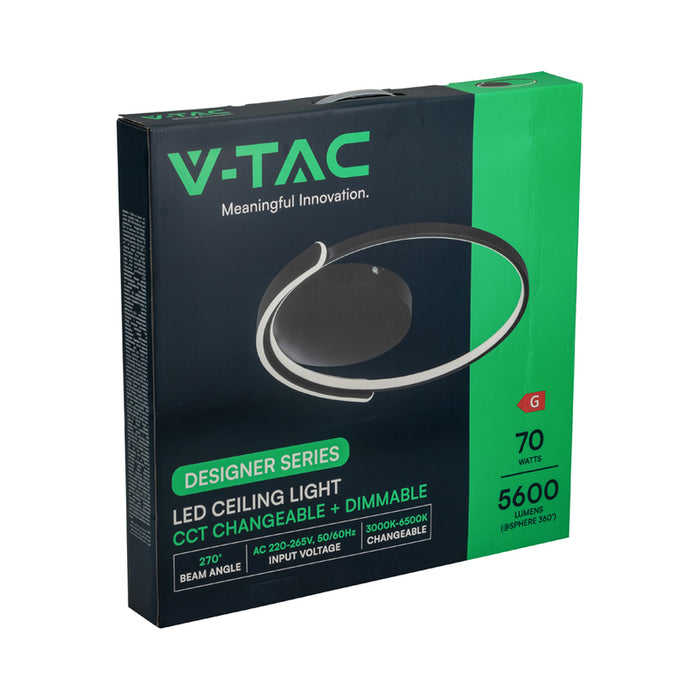 LED CEILING LIGHT 70W REMOTE CONTROL BLACK CIRCLE 84025 V-TAC