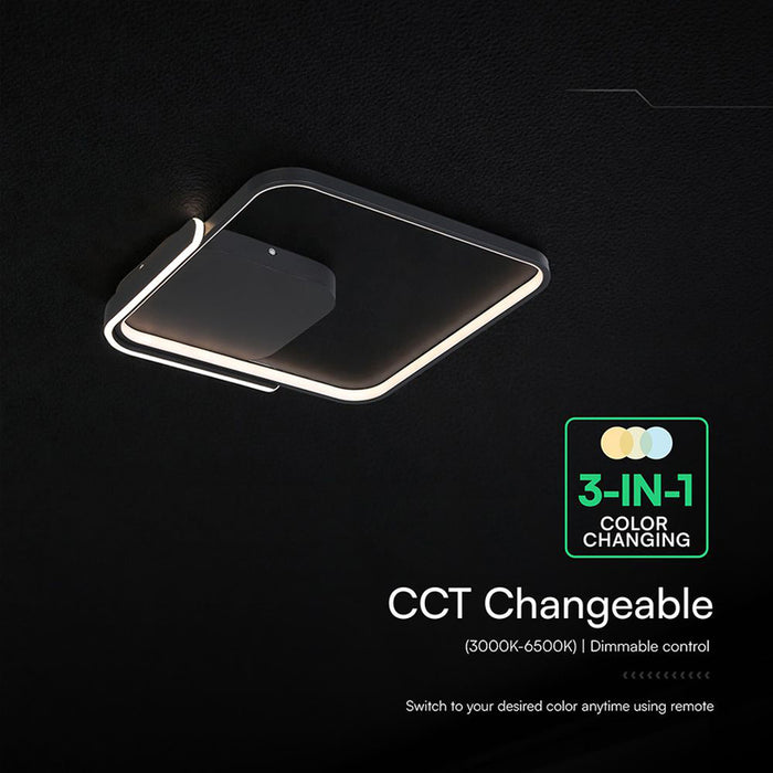 LED CEILING LIGHT 75W REMOTE CONTROL BLACK SQUARE 84025 V-TAC