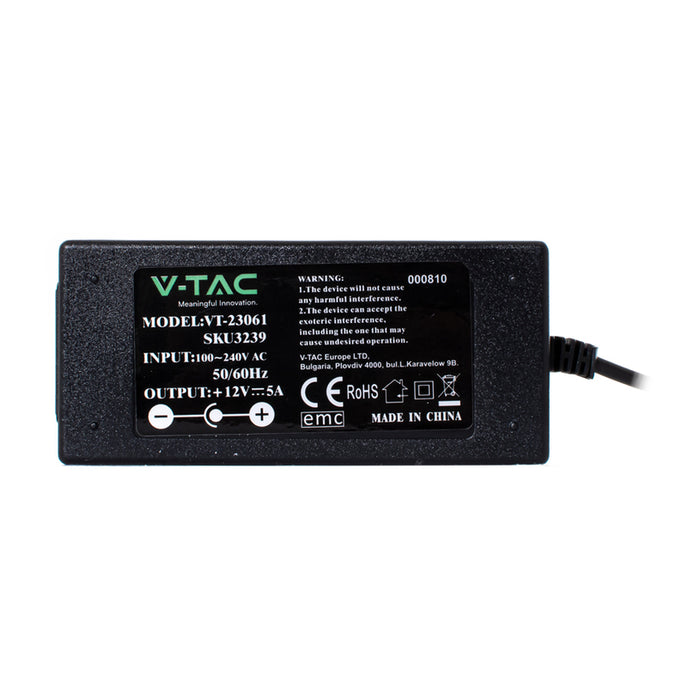 LED TRANSFORMER 60W 5A 12V, IP44 V-TAC