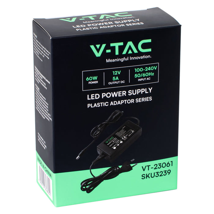 LED TRANSFORMER 60W 5A 12V, IP44 V-TAC