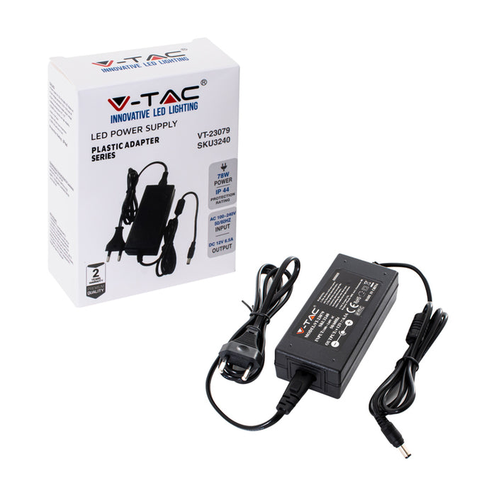 LED TRANSFORMER 78W 6.5A 12V, IP44 V-TAC