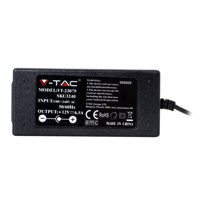 LED TRANSFORMER 78W 6.5A 12V, IP44 V-TAC
