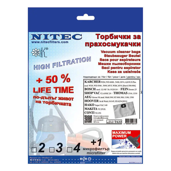 VACUUM CLEANER BAGS KARCHER NITEC WD 4-6 MV4..6 WD 4000 - Акс. малки ел.уреди<<<Домакински електроуреди<<<Мебели и