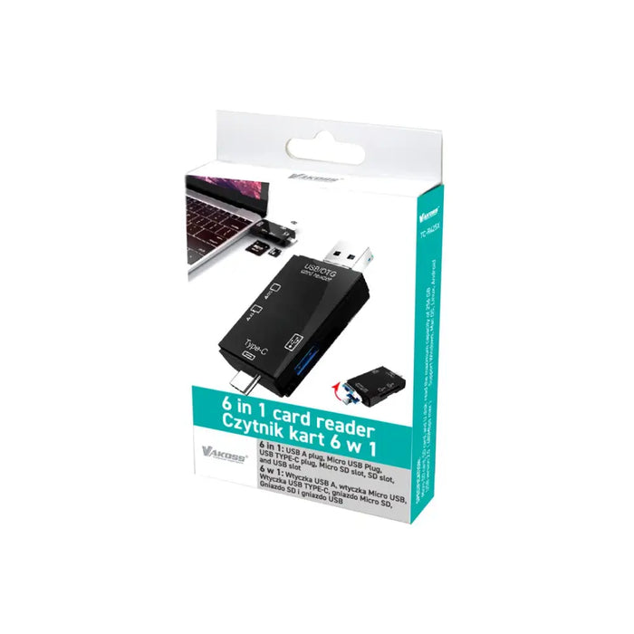 VAKOSS CARD READER 6IN1 USB A / MICRO USB / USB C / SD / MICRO SD / USB TC-R425X - Card