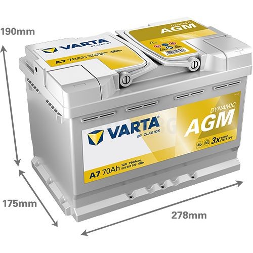 VARTA DYNAMIC AGM 70AH 760A R+