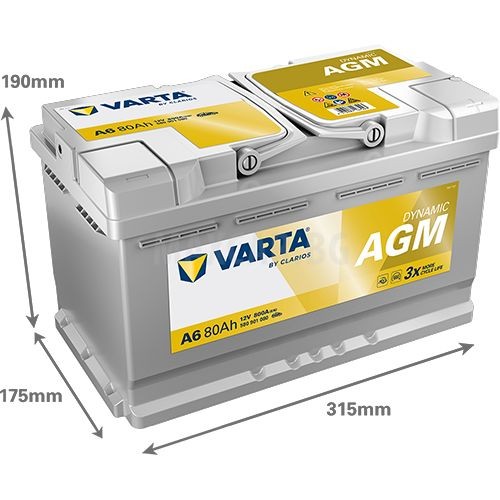 VARTA DYNAMIC AGM 80AH 800A R+