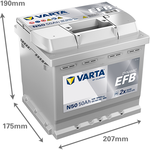 VARTA DYNAMIC EFB 50AH 550A 12V R+