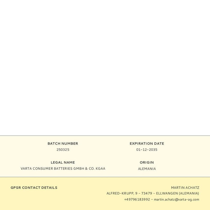 Batteries Varta 1,5 V