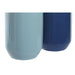 Vase DKD Home Decor 12,5 x 12,5 x 25 cm White Sky blue Navy Blue Stoneware (2 Units) - Декорация и Осветление<<<Дом