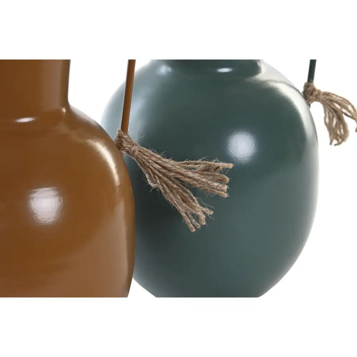 Vase DKD Home Decor 14.5 x 13 x 24 cm Metal Orange Green Mustard (2 Units) - Декорация и Осветление<<<Дом