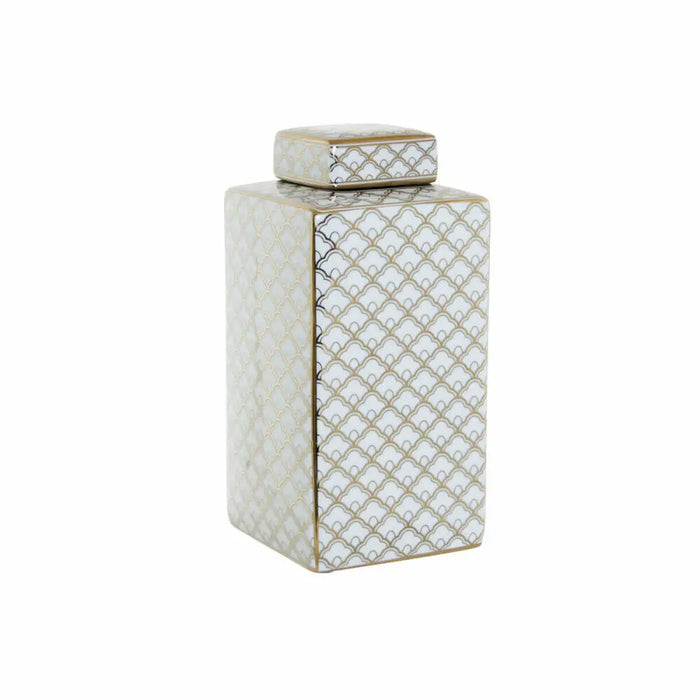 Vase DKD Home Decor 14,5 x 14,5 x 30 cm Porcelain Golden White - Декорация и Осветление<<<Дом Градина<<<BigBuy&&&Украса