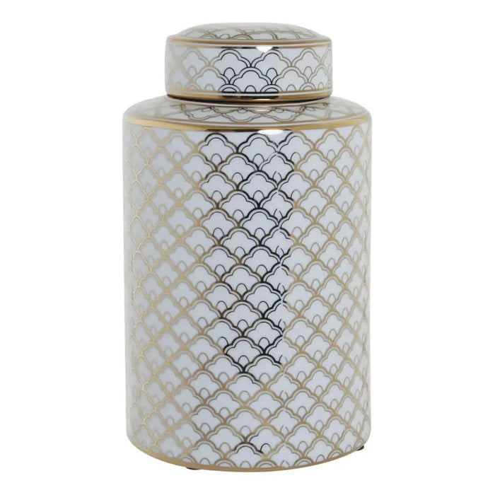 Vase DKD Home Decor 18 x 18 x 30,5 cm Porcelain Golden White - Декорация и Осветление<<<Дом Градина<<<BigBuy&&&Украса