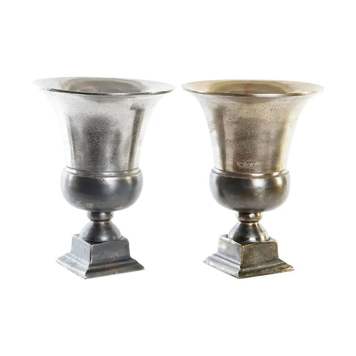 Vase DKD Home Decor 24 x 24 x 31,5 cm Silver Golden Aluminium Modern (2 Units) - Декорация и Осветление<<<Дом
