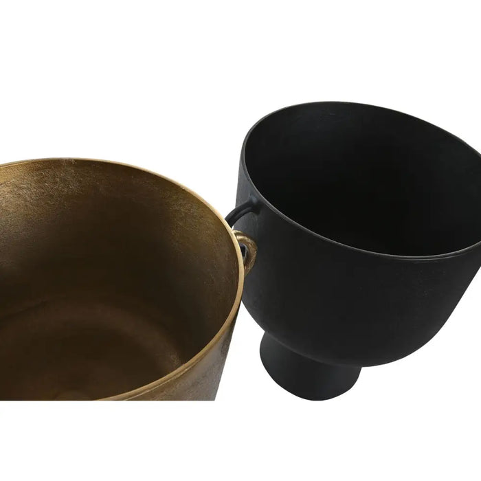 Vase DKD Home Decor 36 x 29 x 33 cm Black Golden Aluminium Modern (2 Units) - Украса за средата на масата и
