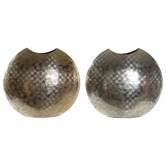 Vase DKD Home Decor 37 x 14 x 33 cm Silver Golden Aluminium Modern (2 Units) - Декорация и Осветление<<<Дом