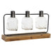 Vase DKD Home Decor Black Natural Metal Crystal Paolownia wood 49 x 11 x 27 cm (3 Pieces) - Декорация и