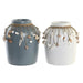 Vase DKD Home Decor Blue White Bamboo Shells 20 x 20 x 26 cm (2 Units) - Декорация и Осветление<<<Дом