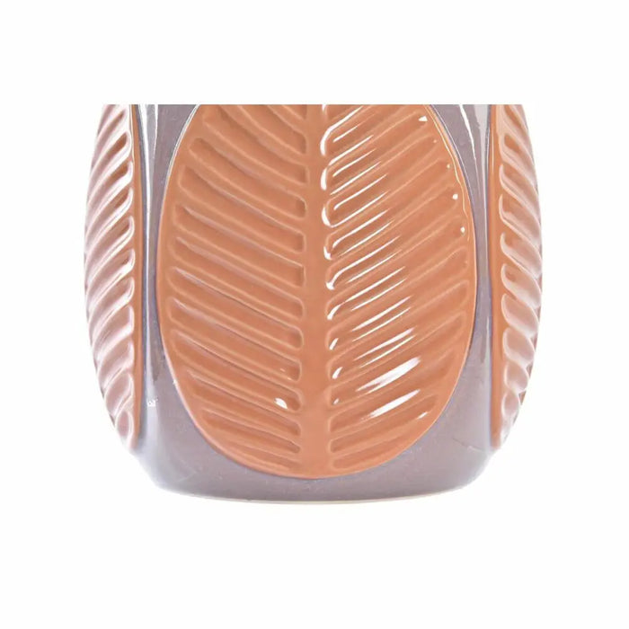 Vase DKD Home Decor Brown Pink Stoneware Leaf of a plant 17 x 17 x 26 cm (2 Units) - Декорация и Осветление<<<Дом