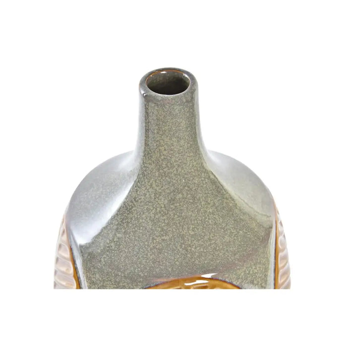 Vase DKD Home Decor Brown Pink Stoneware Leaf of a plant 17 x 17 x 26 cm (2 Units) - Декорация и Осветление<<<Дом
