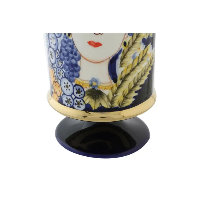 Vase DKD Home Decor Face Porcelain Blue 11 x 11 x 25 cm Multicolour - Декорация и Осветление<<<Дом