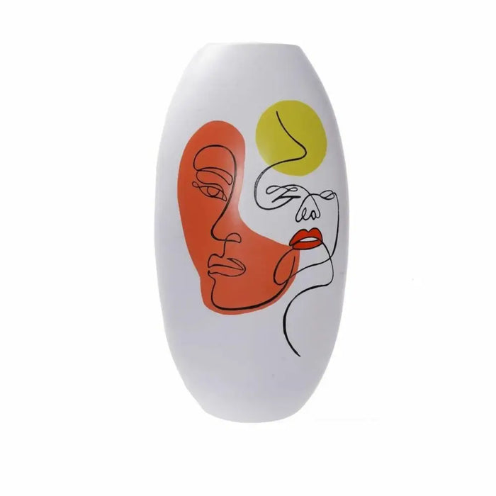 Vase DKD Home Decor Face White Resin Multicolour (20,5 x 20,5 x 38 cm) - Декорация и Осветление<<<Дом
