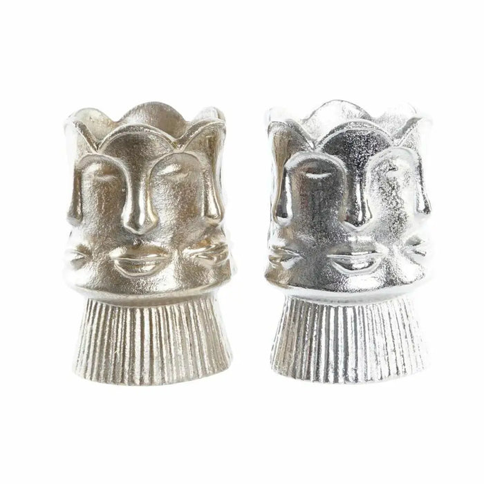 Vase DKD Home Decor Golden Face Champagne Silver Aluminium Modern 12 x 12 x 17 cm (2 Units) - Декорация и