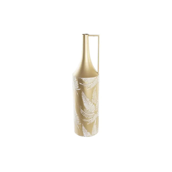 Vase DKD Home Decor Golden Metal Cream Tropical Leaf of a plant (21 x 21 x 81 cm) - Декорация и Осветление<<<Дом