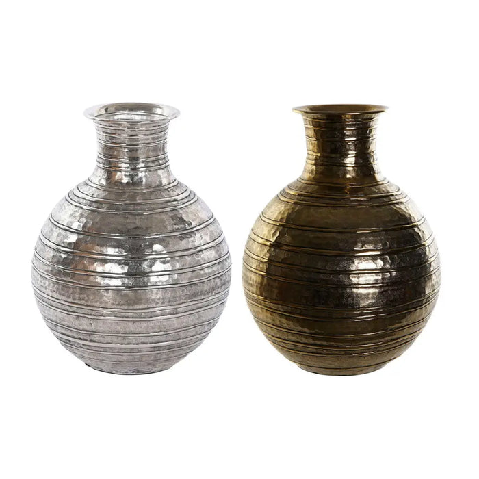 Vase DKD Home Decor Golden Silver Aluminium Modern Aged finish 38 x 38 x 50 cm (2 Units) - Декорация и Осветление<<<Дом