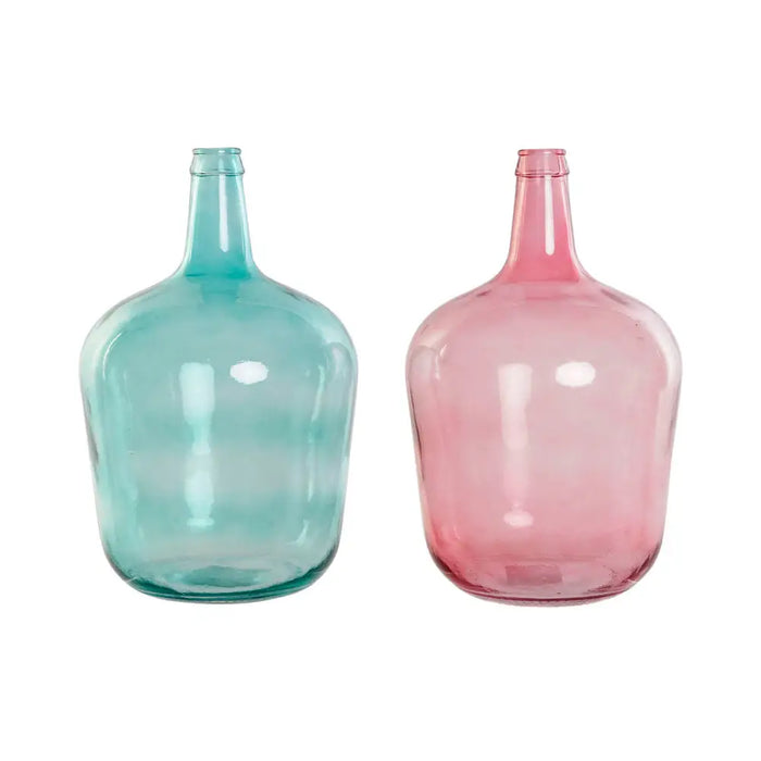 Vase DKD Home Decor Green Pink Tempered Glass 25 x 25 x 40 cm (2 Units) - Декорация и Осветление<<<Дом