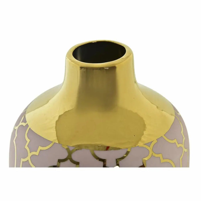Vase DKD Home Decor Pink Golden Porcelain Oriental Chromed 13 x 13 x 26 cm - Декорация и Осветление<<<Дом