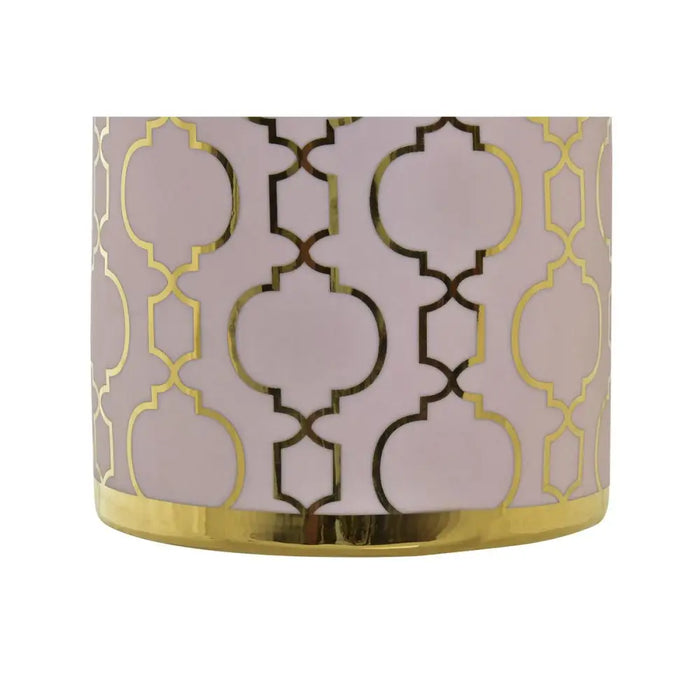 Vase DKD Home Decor Pink Golden Porcelain Oriental Chromed 14 x 14 x 32 cm - Декорация и Осветление<<<Дом