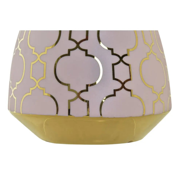 Vase DKD Home Decor Porcelain Pink Golden Oriental Chromed 16 x 16 x 18 cm - Декорация и Осветление<<<Дом