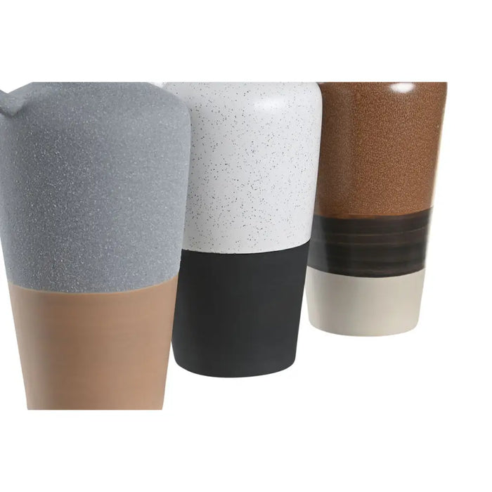 Vase DKD Home Decor White Grey Terracotta Porcelain 13,3 x 11 x 27,3 cm 13,3 x 11 x 28 cm (3 Units) - Декорация и