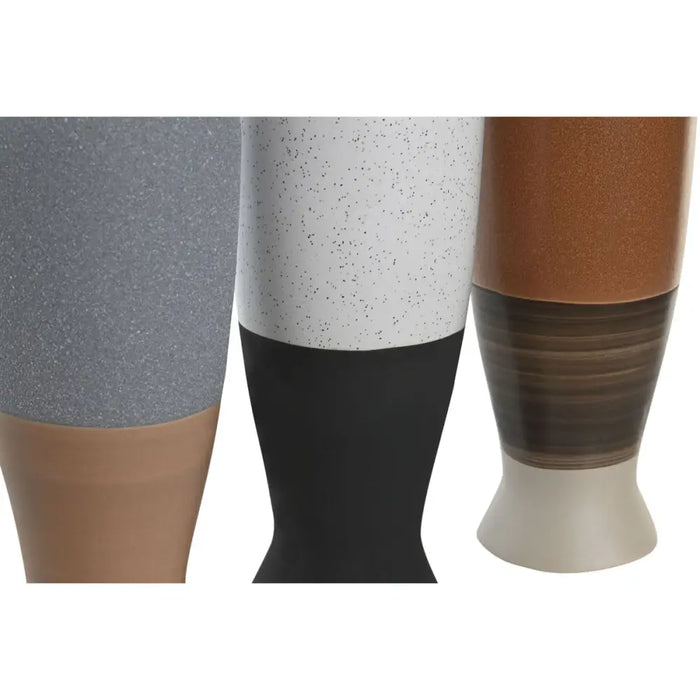 Vase DKD Home Decor White Grey Terracotta Porcelain 9,6 x 9 x 28,6 cm 9,6 x 9 x 29 cm (3 Units) - Декорация и