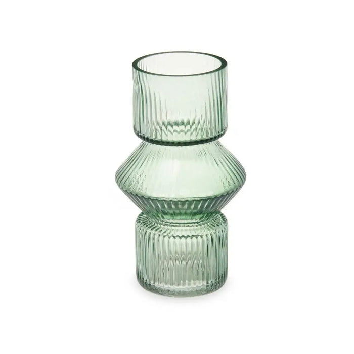 Vase Gift Decor Green Crystal Stripes 9,5 x 16,5 x 9,5 cm 10,5 x 17,5 x 10,5 cm (8 Units) - Декорация и