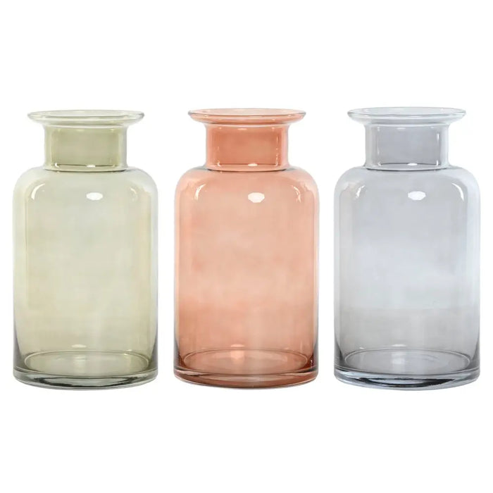 Vase Home ESPRIT Blue Green Amber Crystal 14,5 x 14,5 x 26,5 cm (3 Units) - Декорация и Осветление<<<Дом