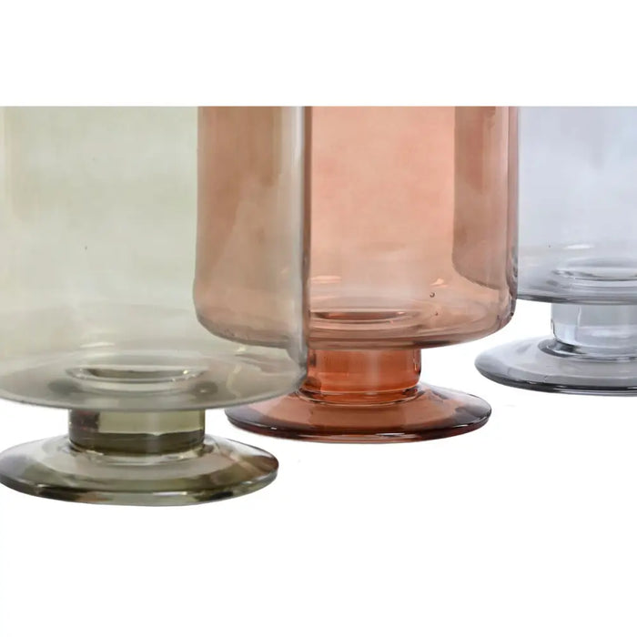 Vase Home ESPRIT Blue Green Amber Crystal Modern 12,5 x 12,5 x 20 cm (3 Units) - Декорация и Осветление<<<Дом