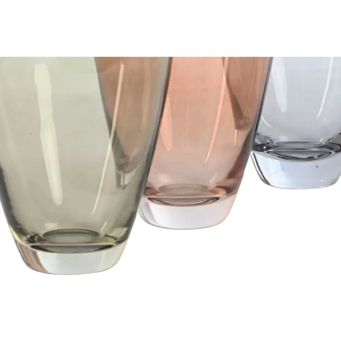 Vase Home ESPRIT Blue Green Amber Crystal Modern 13 X 13 X 20,7 cm (3 Units) - Декорация и Осветление<<<Дом