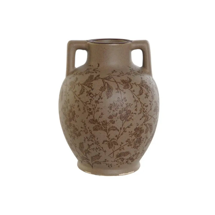 Vase Home ESPRIT Brown Green Stoneware Leaf of a plant 17 x 17 x 22 cm - Декорация и Осветление<<<Дом