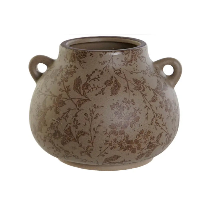 Vase Home ESPRIT Brown Green Stoneware Leaf of a plant 21 x 20 x 16 cm - Декорация и Осветление<<<Дом