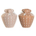 Vase Home ESPRIT Brown Light brown Ceramic Colonial Fringe 15,5 x 15,5 x 17,1 cm (2 Units) - Декорация и