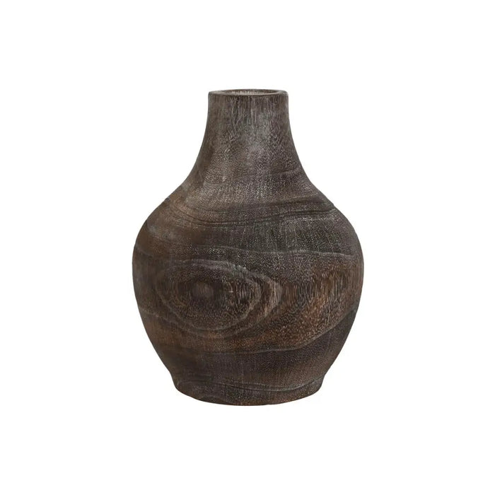 Vase Home ESPRIT Dark grey Paolownia wood Colonial Aged finish 16 x 16 x 24 cm - Декорация и Осветление<<<Дом