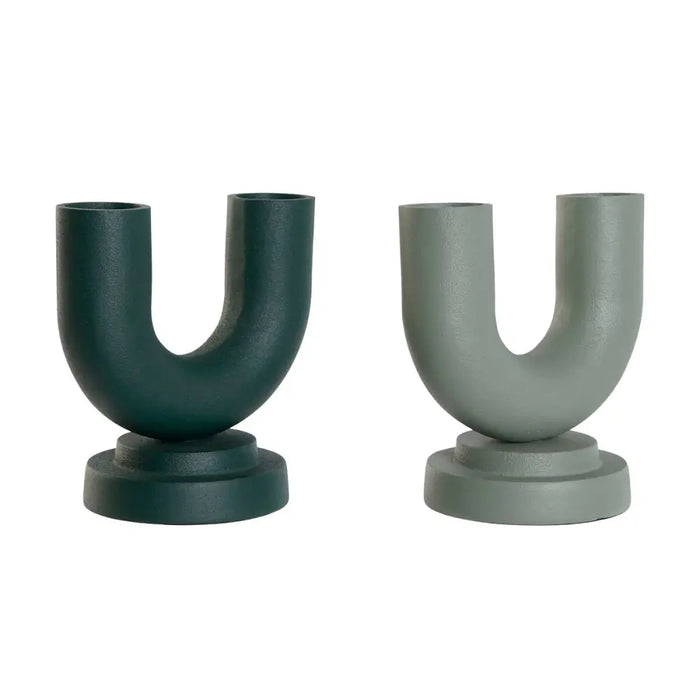 Vase Home ESPRIT Green Aluminium 18 x 13 x 19 cm (2 Units) - Декорация и Осветление<<<Дом Градина<<<BigBuy&&&Украса за