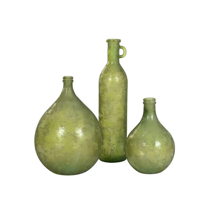 Vase Home ESPRIT Green Recycled glass Aged finish 18 x 18 x 75 cm - Декорация и Осветление<<<Дом