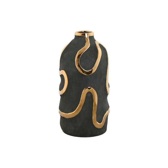 Vase Home ESPRIT Grey Golden Stoneware Abstract Modern 17 x 17 x 35 cm - Декорация и Осветление<<<Дом