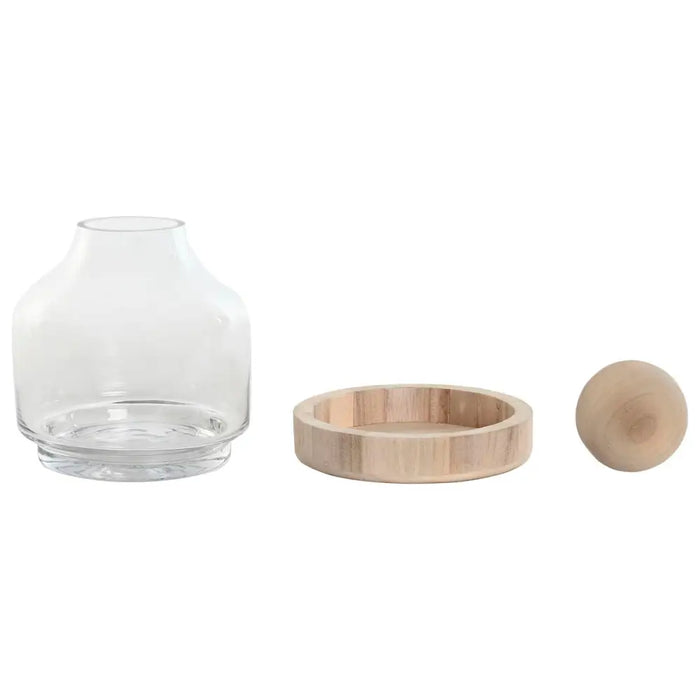 Vase Home ESPRIT Transparent Natural Wood Crystal 18 x 18 x 24 cm - Декорация и Осветление<<<Дом