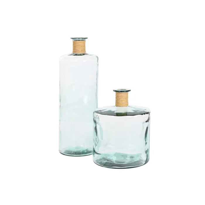 Vase Home ESPRIT Transparent Rushes Recycled glass Natural 25 x 25 x 75 cm - Декорация и Осветление<<<Дом