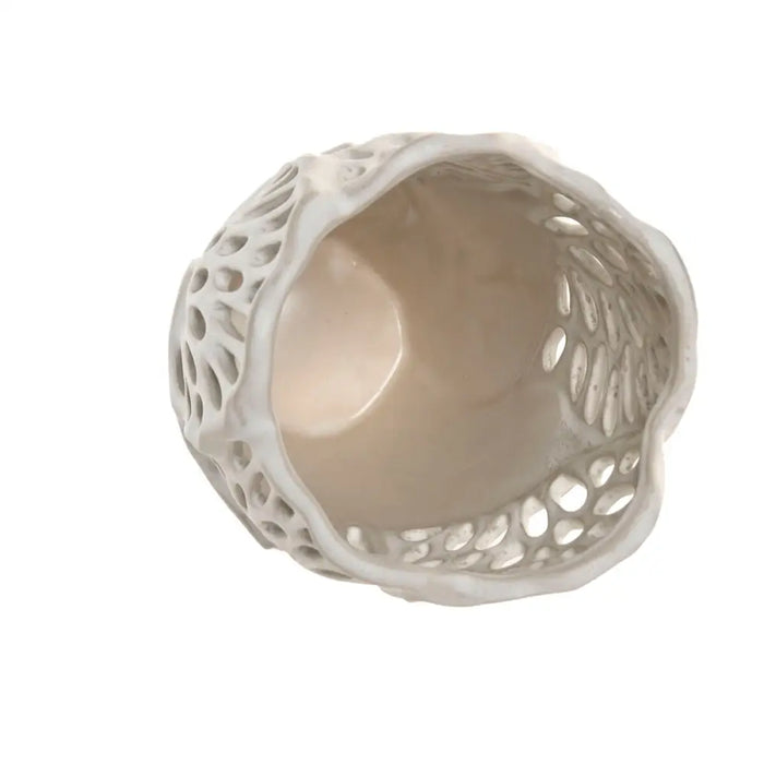 Vase Home ESPRIT White Ceramic Leaf of a plant 18 x 18 x 25 cm - Декорация и Осветление<<<Дом Градина<<<BigBuy&&&Украса